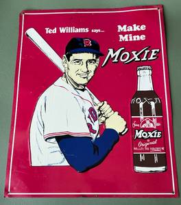 lot 62D image: Ted Williams Vintage Moxie 11x14 Metal Advertising Sign - Baseball