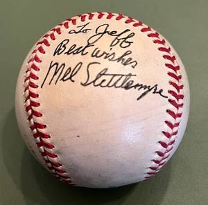 lot 92D image: Ron Fairly and Mel Stottlemeyer Signed Rawlings OALB Baseball