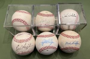 lot 108D image: 6 Minnesota Twins Signed Baseballs - Mientkiewicz, Cuddyer, Aguilera, Greer, Baker, GladdenRennick