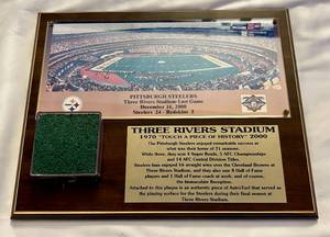 lot 91D image: Three Rivers Stadium Last Game Turf Plaque - Pittsburgh Steelers Football