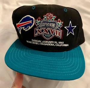 lot 101D image: Vintage  Retro Super Bowl XXVII Snapback Hat - Buffalo Bills vs. Dallas Cowboys