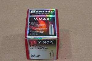 lot 144 image: 100 Hornady V-Max 22 Cal 40 Gr Bullets