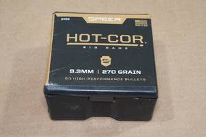 lot 145 image: 50 Speer Hot-Cor 9.3mm 270 Gr .366 Semi-Spitzer SP Bullets