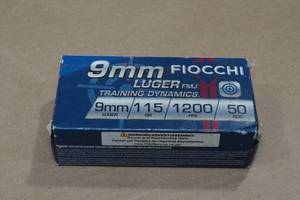 lot 159 image: 50 Fiocchi 9mm Luger 115 Gr FMJ Ammo