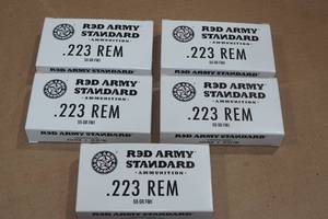 lot 182 image: 100 Red Army .223 Rem 55 Gr FMJ Ammo