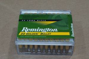 lot 191 image: 100 Remington 22 Golden Bullet .22 LR 40 Gr Plated RN Ammo