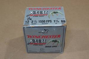 lot 200 image: 16 Winchester Xpert 12 Gauge 3-12 Steel BB Shot Shotshells