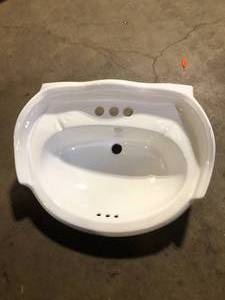 Glacier Bay Westminster 21 in. Pedestal Sink Basin in White Customer Return Review all pictures