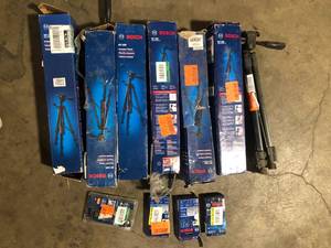 Lot of assorted  Bosch Compat Tripods and Laser Levels various conditions Customer Returns See all pictures