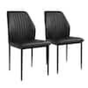 GOJANE Black Faux Leather Solid Back Dining Side Chair with Stable Steel Legs, Set of 2 Customer Returns Review all pictures