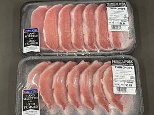 D - Pack of Premium Pork Thin Chops - Hand Selected and Trimmed Approx 2 lbs