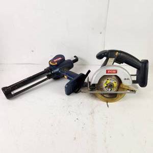 lot 60 image: Lot Of Two Ryobi Tools R10633 Circular Saw And P310 Caulking TOOLS ONLY Good Condition