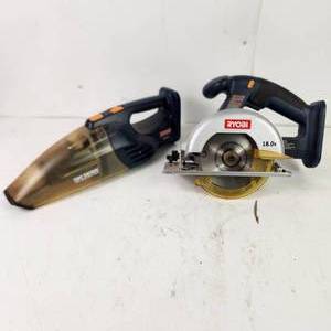 lot 61 image: Lot Of Two Ryobi Tools P501 Circular Saw And P710 Hand Vacuum Good Condition TOOLS ONLY