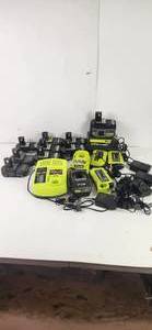 lot 40 image: Large Ryobi Lot of Batteries and Chargers Parts or Repair