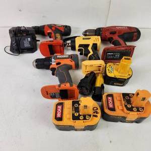 lot 78 image: Lot Of Miscellaneous Tools And Batteries Ryobi Ridgid Hilti And More Good Condition UNTESTED