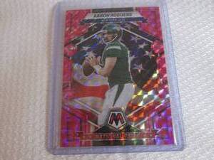 lot 136 image: 2023 Mosaic Aaron Rodgers Pink Priz...