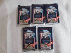 lot 201 image: 5 1991 Upper Deck Football Packs...