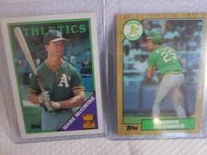 lot 239 image: 1987 & 1988 Topps Mark McGwire Rook...