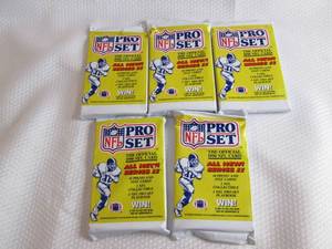 lot 357 image: 5- 1990 NFL ProSet Packs...