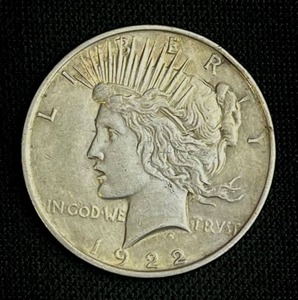 lot 36 image: 1922-P Peace Silver Dollar VG