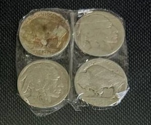 lot 42 image: Four US BuffaloIndian Head Nickels Minted during the 1913-1938 Period