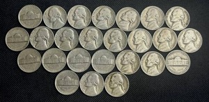 lot 43 image: 25 Jefferson Nickels from the 1950s VFF