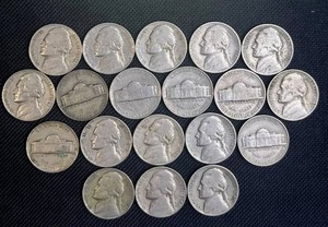 lot 44 image: 19 Jefferson Nickels from the 1940s VFF