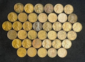 lot 47 image: 39 Wheat Pennies (Various Years) VG to VFF