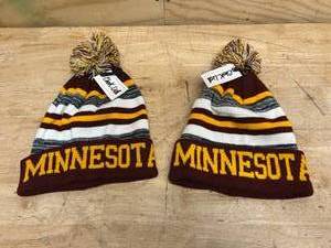 lot 35 image: Lot of 2- Winter Pom Pom Hats- Gopher Colors