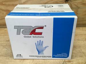 lot 67 image: Case of TAC Powdered Free Blue Nitrile Gloves Size L