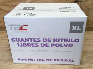 lot 69 image: Case of TAC Powdered Free Nitrile Gloves Size XL