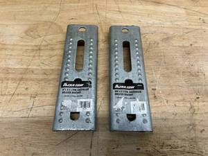 lot 102 image: ULTRA-TOW Lot of 2-  8IN x 2-12IN Galvanized Bolster Brackets- 12 W x 2-34 Slot Size