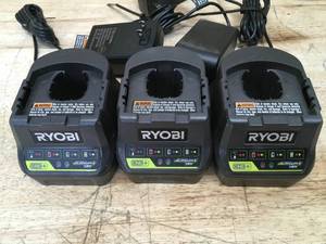 lot 123 image: Lot of 3 - Ryobi 18V Battery Charger Model # P118B