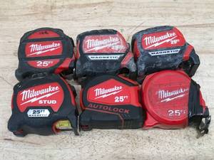 lot 128 image: Lot of 6 - Non-Working Milwaukee Tape Measures