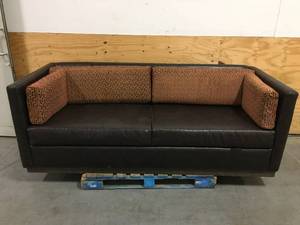 lot 13 image: Brown Leather Sleeper Sofa