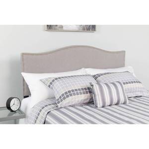 lot 1 image: Lexington Upholstered TWIN Size Headboard with Accent Nail Trim in Light Gray Fabric