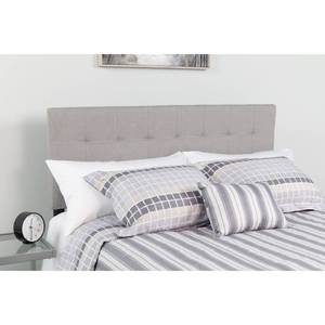 lot 2 image: Tufted Upholstered Twin Size Headboard in Light Gray Fabric