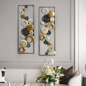 lot 5 image: LuxenHome Abstract Metal Wall Decor with Gold and Black Accents