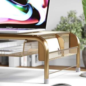 lot 12 image: Martha Stewart Gold Accent Desk Stand and pull out Tray