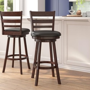 lot 45 image: Flash Furniture Zerrick Classic Leathersoft and Wood Ladder Back Barstool BlackEspresso