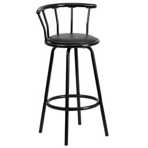 lot 46 image: Flash Furniture Charla Crown Back Black Metal Barstool with Black Vinyl Swivel Seat
