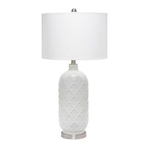 lot 54 image: 30 in. White Argyle Table Lamp with Fabric Shade
