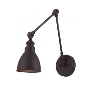 lot 57 image: Dakota 1-Light English Bronze Adjustable Wall Sconce with Metal Shade