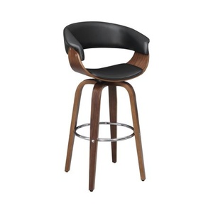 lot 69 image: Coaster Upholstered Swivel Bar Stool Walnut and Black