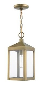 lot 86 image: Livex Lighting Pendant Light with Antique Brass Finish
