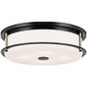 lot 90 image: Brit 4-Light Flush Mount Ceiling Light Fixture - Black with Champagne Bronze Detail