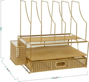 lot 95 image: Martha Stewart Ryder Mesh Metal Large Desktop Organizer With Paper File Letter Holder and Drawer