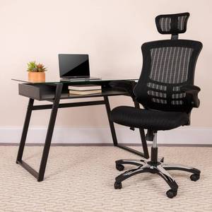 lot 104 image: Kelista Ergonomic Mesh High-Back Swivel Office Chair with Flip-up Armrests Black