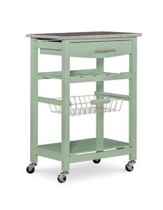lot 109 image: Linon Neyrey Mobile Kitchen Island with Speckled Granite Top, Green