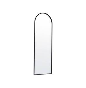 lot 111 image: Arched Wall Mirror, Metal Framed Wall Mirror for Hallways, Entryways, Dining and Living Rooms - Black